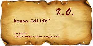 Komsa Odiló névjegykártya